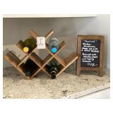 WOOD WINE HOLDER & WRITING BOARD