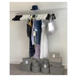 12PC ASST CLOTHES, HANGERS, & STORAGE BOXES