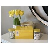 FLOWER DECO W/BOX, BASKET & JARS