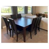 7PC BROWN & BLACK WOOD DINING ROOM SET