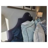 KING SIZE NAVY BLUE STUDDED HEADBOARD