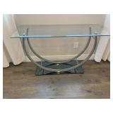GLASS-TOP CONSOLE TABLE