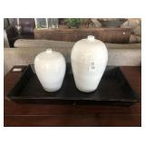 TRAY & 2 VASES