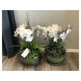 2PC FAUX POTTED ORCHIRDS