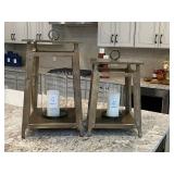 2PC WOOD CANDLE HOLDERS