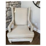 WOOD & CREAM UPHOLSTERED CHAIR