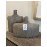 2PC SILVER /GREY VASE DECO