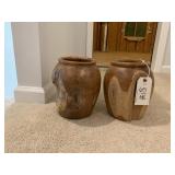 2PC WOODEN VASES