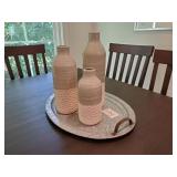 STEEL TRAY W/ VASES
