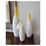 3 PC STRIPED VASES