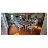 9PC-WOOD WASHED "HOOKER" TABLE W/8-CHAIRS
