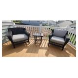 3PC-"HAMPTON BAY" CHAIRS W/SIDE TABLE