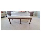 KHAKI BENCH W/WOOD BASE