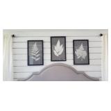5PC-GREY & WHITE "SKETCH LEAVES" WALL ART PRINTS