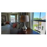 "CHROME" LAMPS W/IVORY SHADE