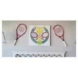 3PC-"TENNIS" CANVAS WALL ART W/2-RACKETS