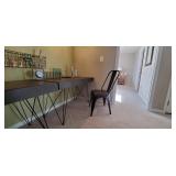 2PC-CHOCOLATE WOOD DESK W/METAL CHAIR