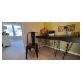 2PC-CHOCOLATE WOOD DESK W/METAL CHAIR