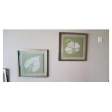 GREEN & WHITE "FLORAL" WALL ART PRINTS