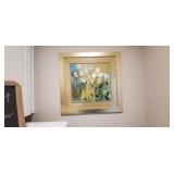 GOLD "PAINTBRUSH" FLORAL WALL ART PRINTS
