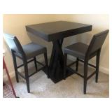 PEDESTAL TABLE & 2 BARSTOOLS