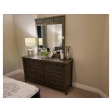 DRESSER W/MIRROR & FULL HEADBOARD