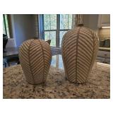 2PC WHITE & GRAY CERAMIC VASES