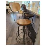 WOOD & BLACK METAL STOOLS