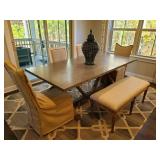 6PC DINING ROOM TABLE W/4 CHAIRS & BENCH