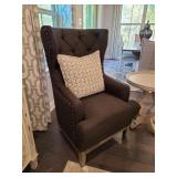 CHARCOAL GREY WING BACK CHAIR W/PILLOW