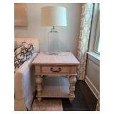DISTRESS WHITE WOOD SIDE TABLES W/DRAWRS.