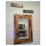 3PC MIRROR & 2 SIGNS