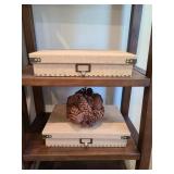 3PC BURLAP BOXES & PINECONES