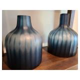 2PC GLASS BLUE VASES