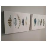 2PC FEATHERS WALL ART