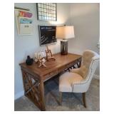 2PC WOOD DESK & UPHOSTER CHAIR