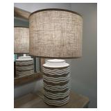 WHITE & WOOD BURLAP TABLE LAMP