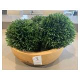 WOODEN BOWL W/ GREENERY