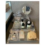 3PC SILVER TRAY W/ BATH ITEMS