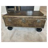 LEATHER TRUNK ON WHEELS