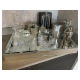 MIRRORED TRAY W/ BAR ITEMS