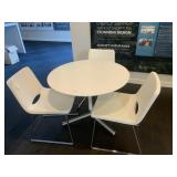 WHITE TABLE W/ 3 CHAIRS