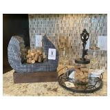 CORK HOLDER DECO W/ASSORTED KITCHEN ITEMS