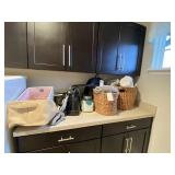 ASSORTED TOWELS, BASKETS & CLOTHES