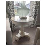 BRUSHED WHITE PEDESTAL SIDE TABLES