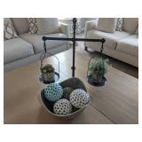 BALANCED SCALE W/GREENERY & SILVER BOWL W/ORBS