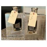 2PC METAL VASE SET