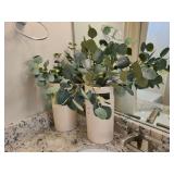 2 VASES W/ EUCALYPTUS