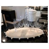 PEWTER TRAY & DECANTER