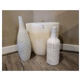 3 PC WHITE VASES